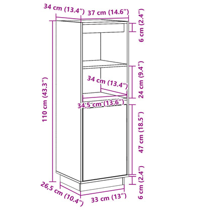 Aparador Alto De Madera Maciza De Pino Marrón Miel 37x34x110 Cm / Vetonek_2