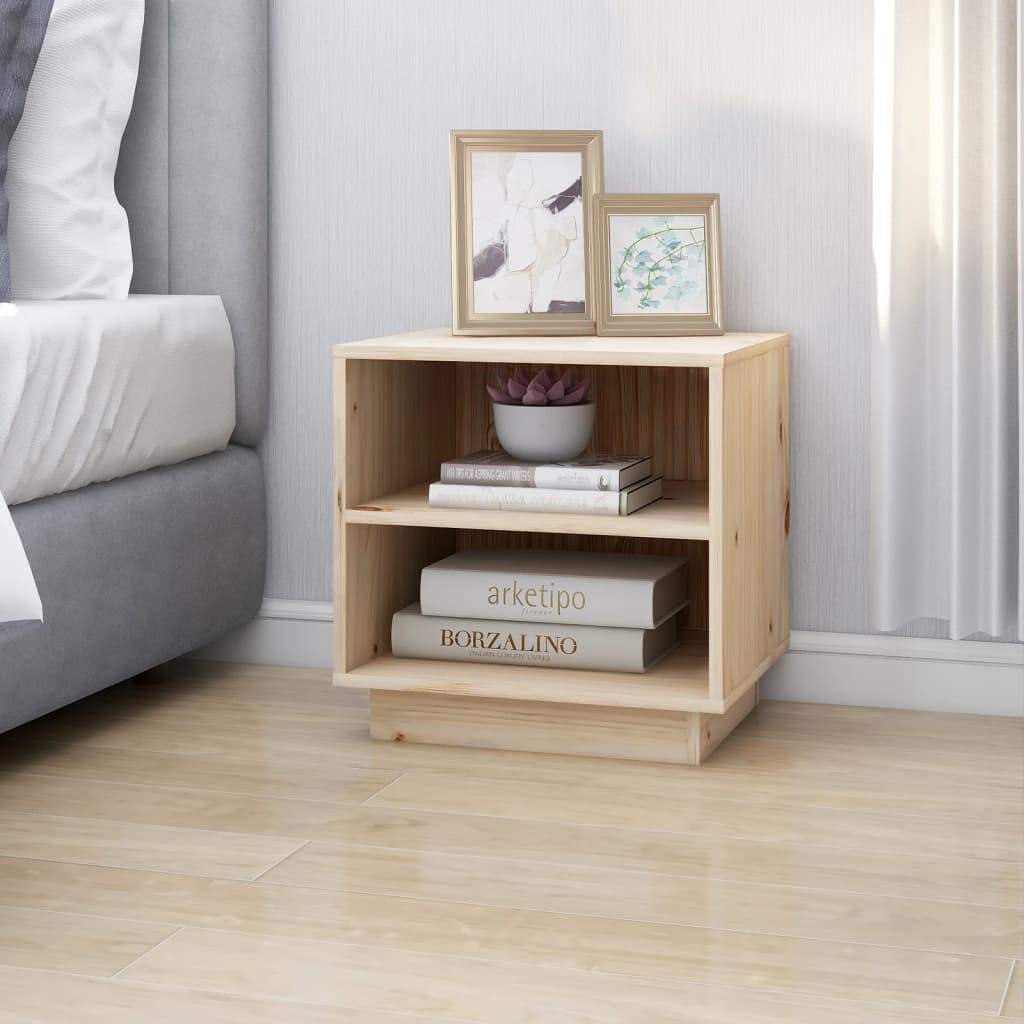 Mesita De Noche De Madera Maciza De Pino 40x34x40 Cm_1