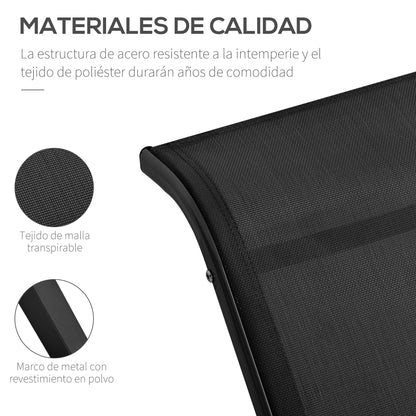 Outsunny 2 Tumbonas De Jardín 59x169x66cm Con Mesa De Café 41x41x45cm Patio_4