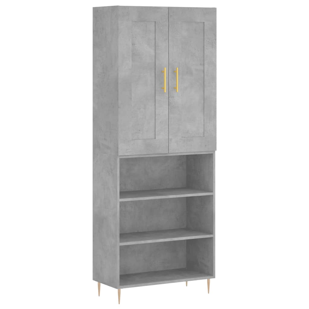 Aparador Alto Madera Contrachapada Gris Hormigón 69,5x34x180 Cm_1