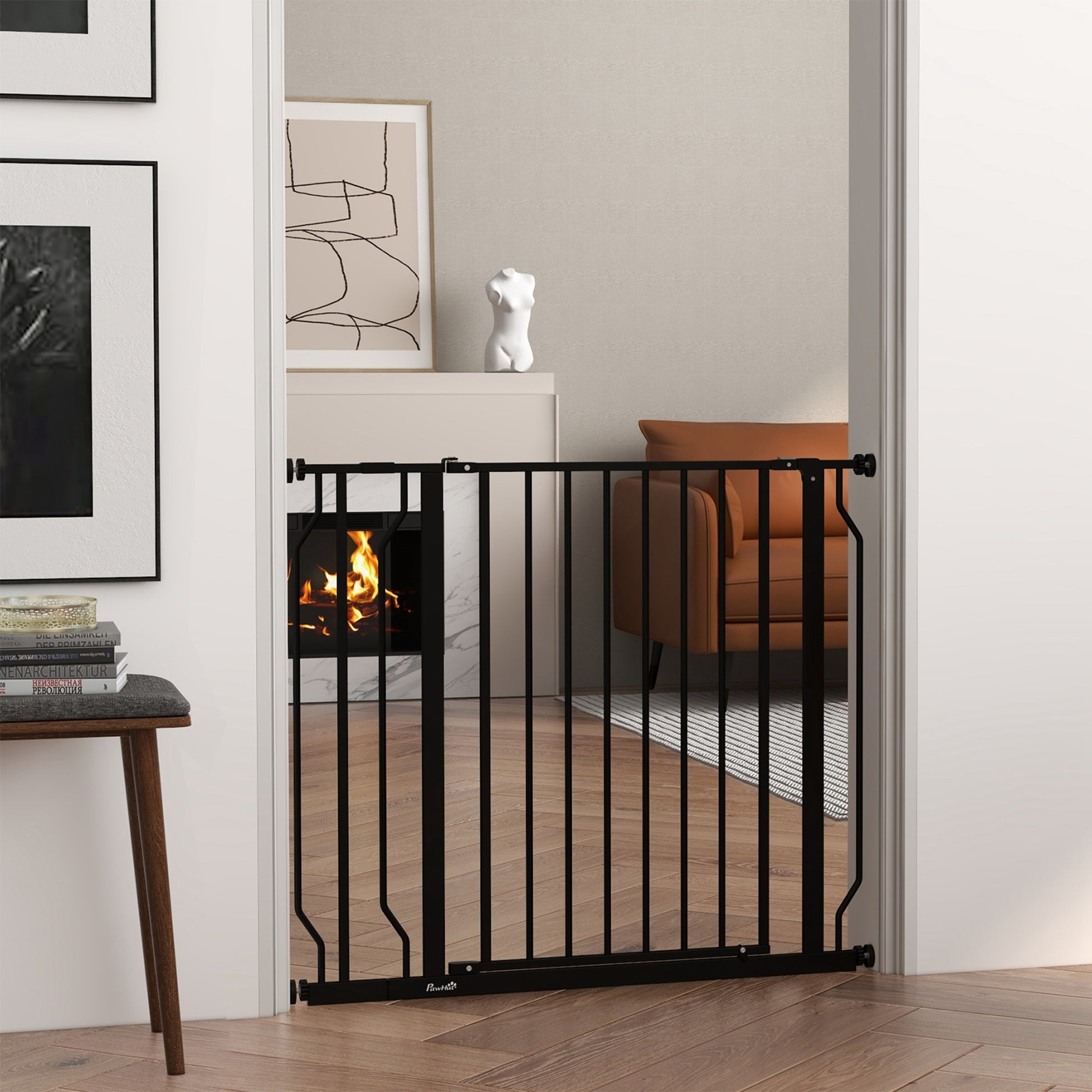 Pawhut Barrera De Seguridad Extensible Con 2 Extensiones 75-95x76 Cm Negro_1