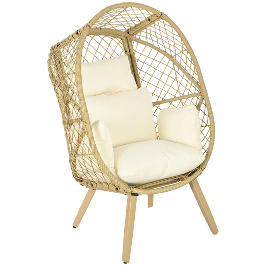 Outsunny Silla De Ratán En Forma De Huevo Con Reposacabezas 88x85x143cm Natural_0