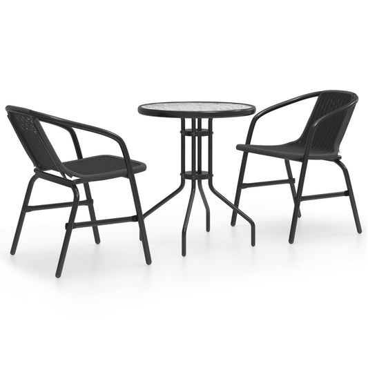 Vidaxl Juego De Comedor De Jardín De 3 Piezas Negro_0