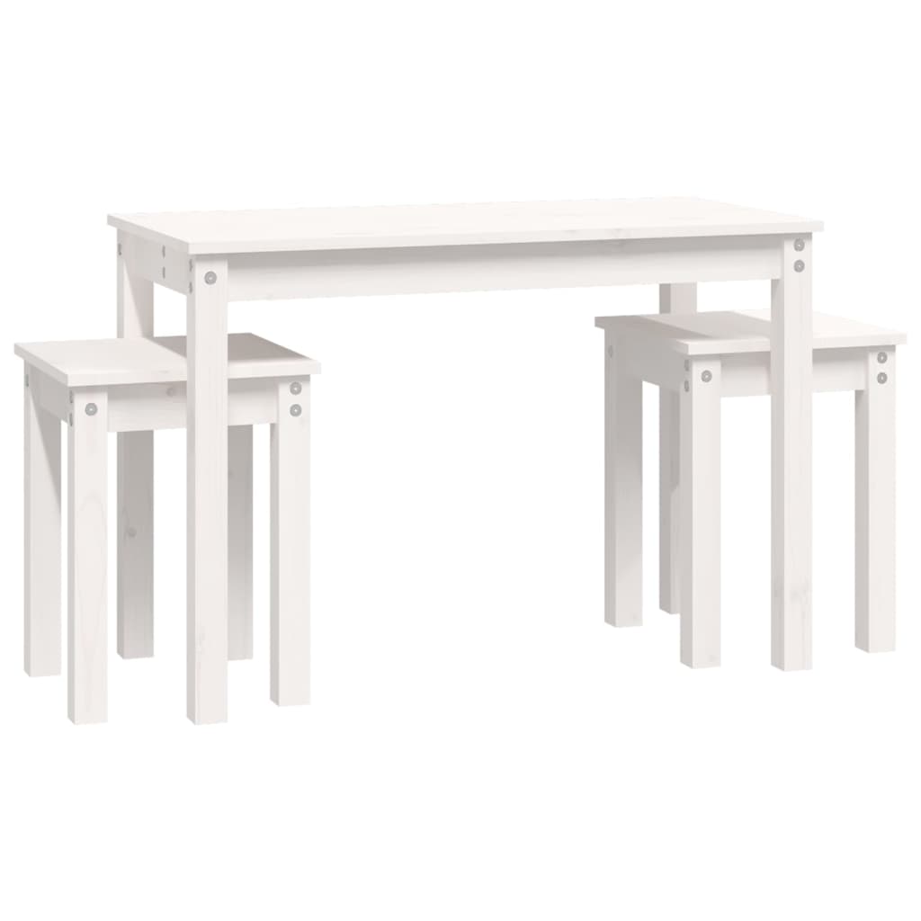 Mesas Apilables 3 Piezas Madera Maciza De Pino Blanco_3