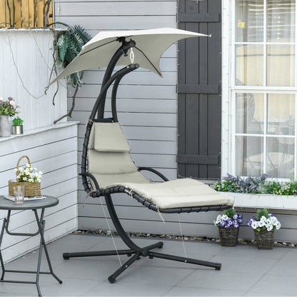 Outsunny Silla Colgante Con Soporte Toldo 190x110x190 Cm Gris_1