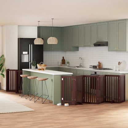 Vidaxl Puerta De Perros Plegable 12 Paneles Madera Álamo Marrón 600 Cm_1