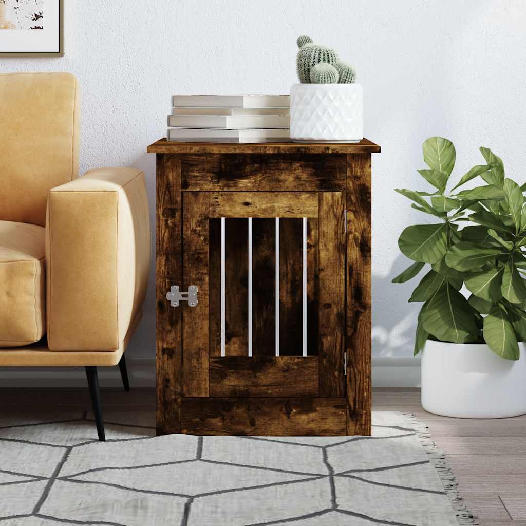 Jaula Para Perros Madera Ingeniería Roble Ahumado 55x80x68 Cm_2