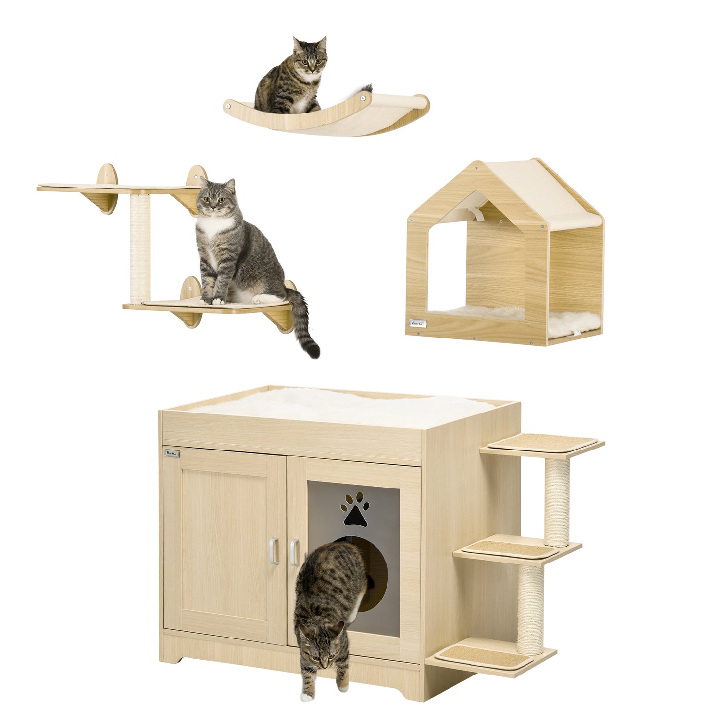 Pawhut Conjunto De 1 Arenero Para Gatos Y 1 Estante De Escalada Para Gatos_0