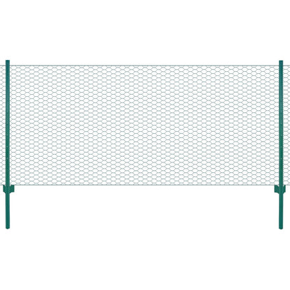 Valla De Malla Alambre Con Postes Acero 25x0,5 M Verde / Vetonek_0