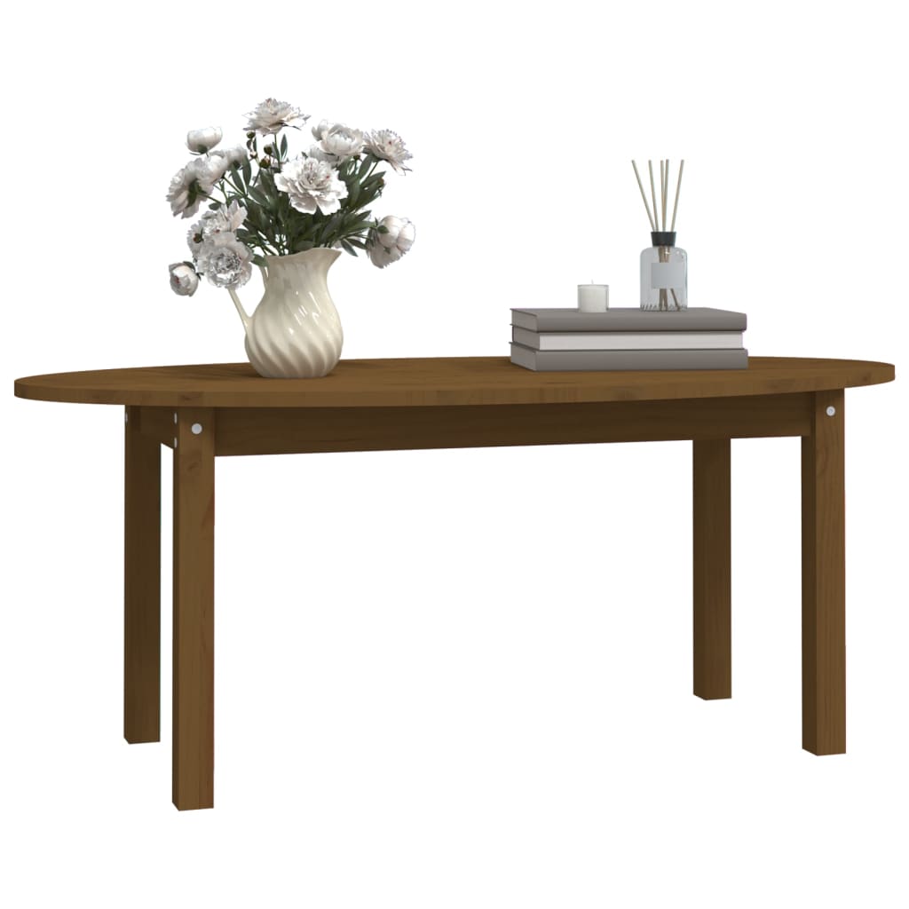 Mesa De Centro Madera Maciza De Pino Marrón Miel 110x55x45 Cm_2