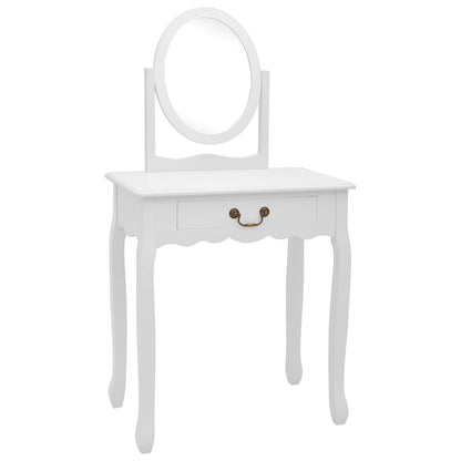 Tocador Y Taburete Madera Paulownia Y Mdf Blanco 65x36x128 Cm_1