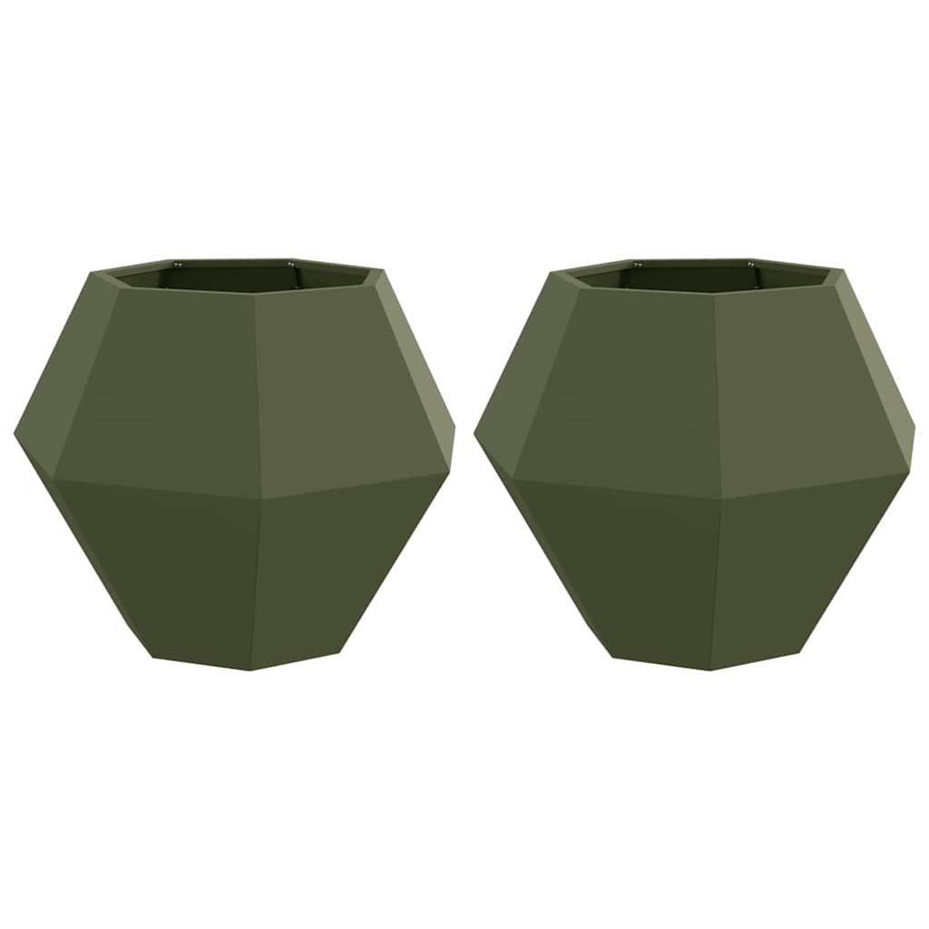 Jardinera 2 Pcs Verde Oliva 75 X 75 X 60 Cm Acero_0