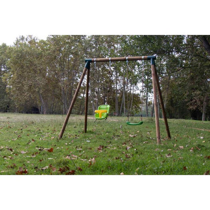 Columpio Doble De Madera Redonda Masgames Kibo Xl + Asiento Bebe.