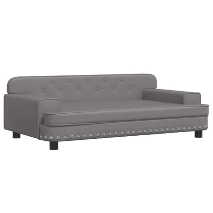 Cama Para Perros De Cuero Sintético Gris 90x53x30 Cm / Vetonek_3