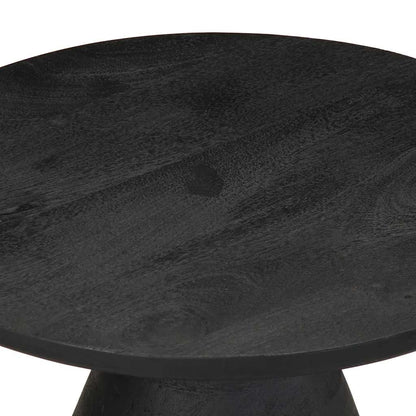 Mesa Auxiliar Madera Maciza De Mango Negra Ø50x40 Cm_3