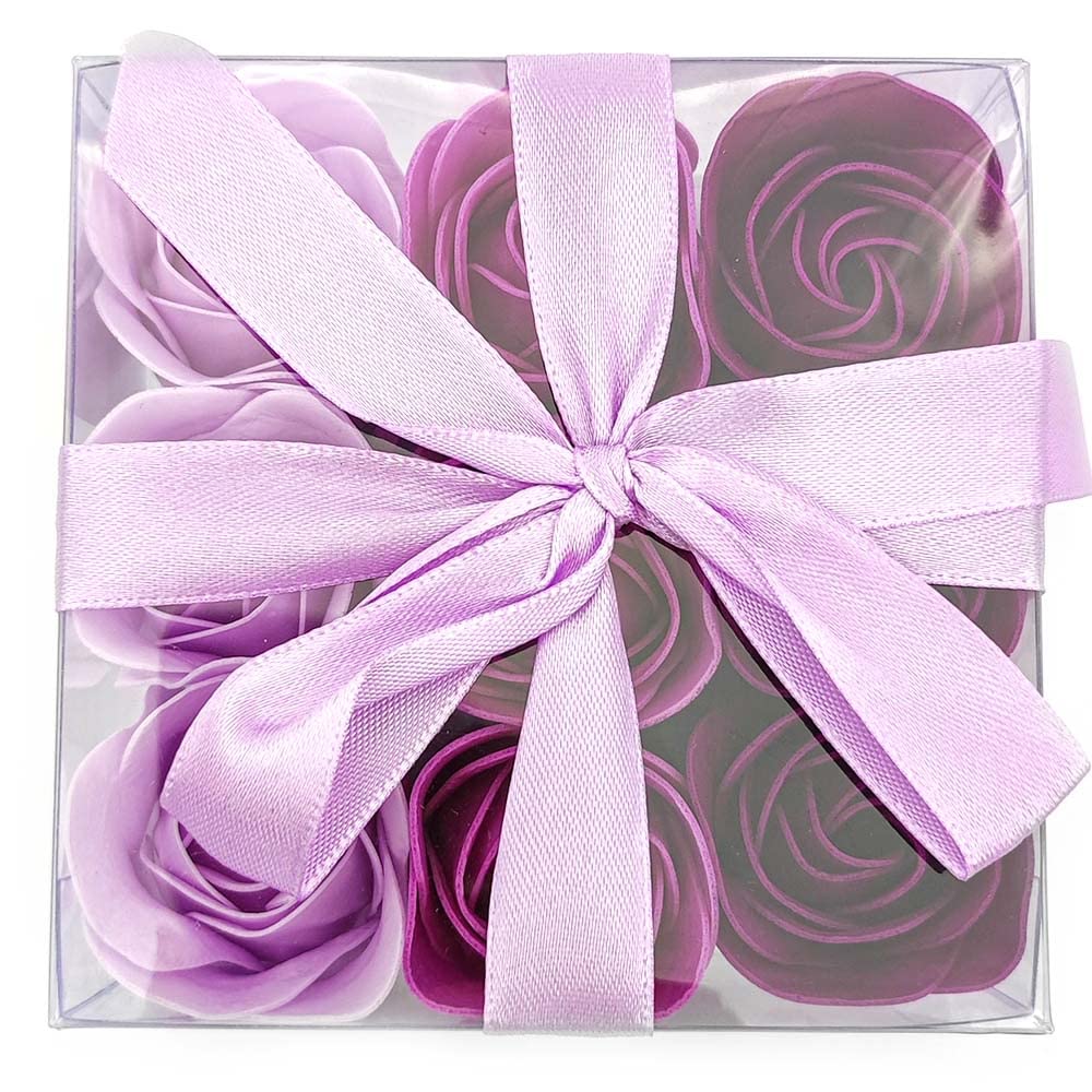 Pack 10 Cajas 9 Rosas De Jabón (lila) - Flores Con Pétalos De Jabón Perfumados - Regalo Original Para Días Especiales_2