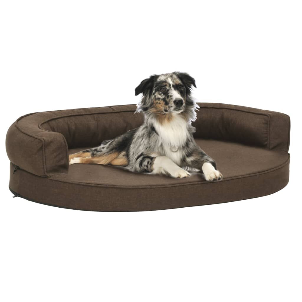 Vidaxl Colchón De Cama De Perro Ergonómico Aspecto Lino Marrón 75x53cm_1