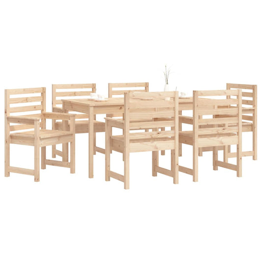 Juego De Comedor De Jardín 7 Piezas Madera Maciza De Pino / Vetonek_0