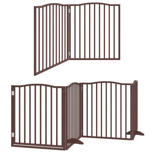 Vidaxl Puerta De Perros Plegable 8 Paneles Madera Álamo Marrón 640 Cm_0