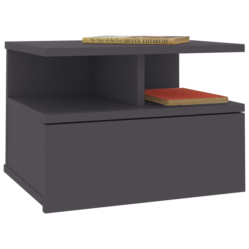 Mesitas De Noche Flotantes 2 Uds Madera Gris 40x31x27 Cm_1