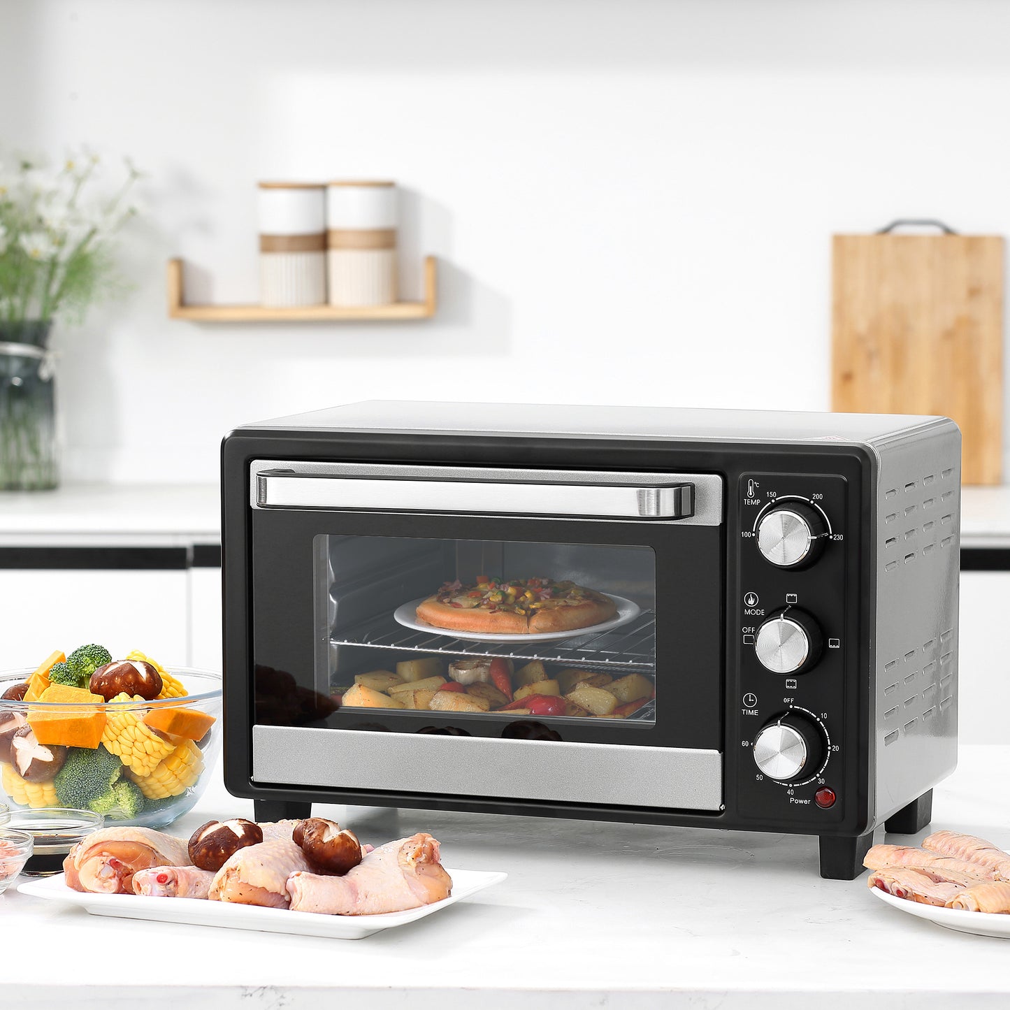 Homcom Horno Eléctrico De Sobremesa 16l 1400w Con 3 Modos De Calor Y Termostato_1