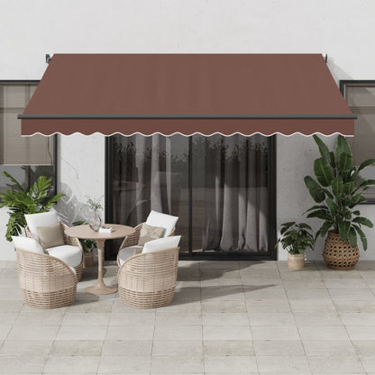 Toldo Retráctil Manual Con Luces Led Marrón 400x350 Cm_1