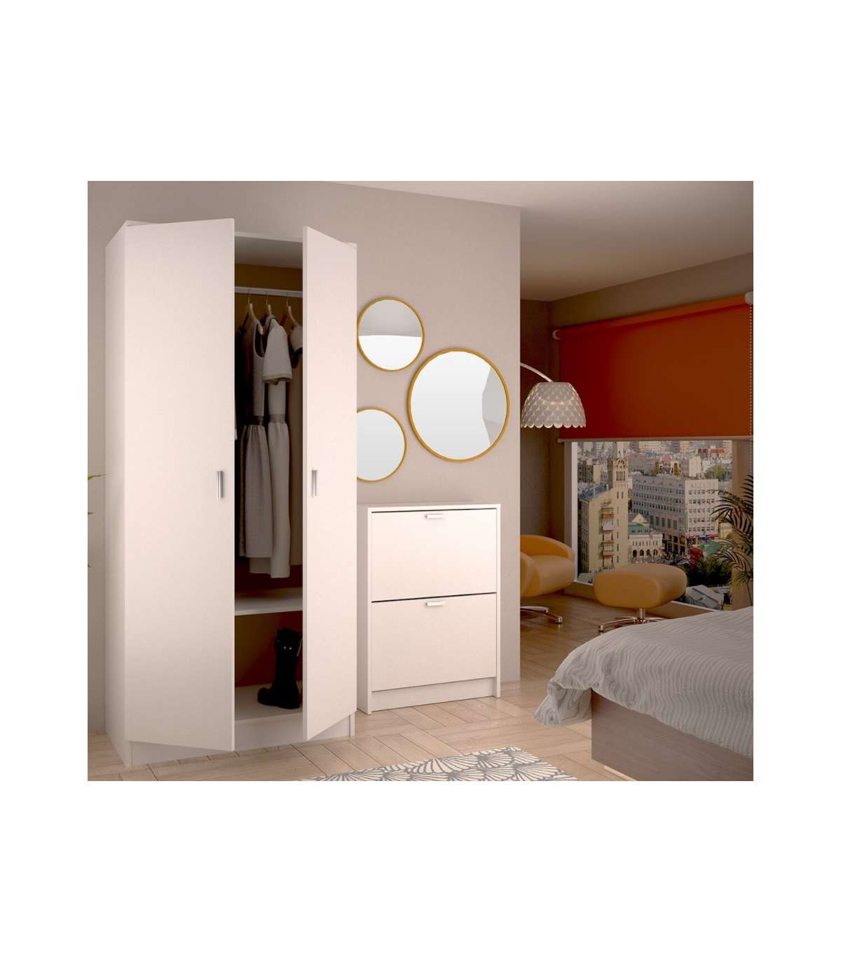 Armario 2 Puertas Abatibles Acabado Blanco 180 Cm(alto)80,4 Cm(ancho)51 Cm(fondo)_1