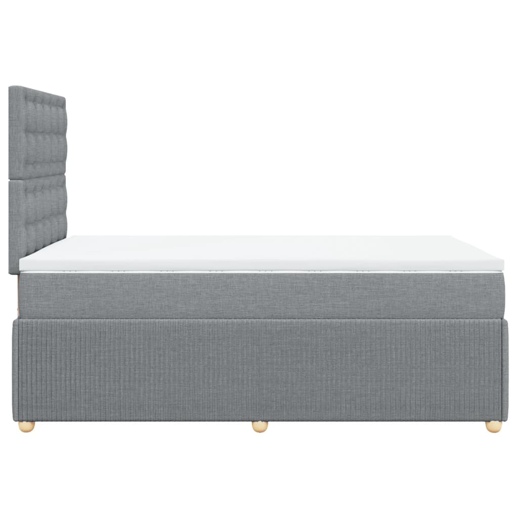 Cama Box Spring Con Colchón Tela Gris Claro 120x190 Cm / Vetonek_1