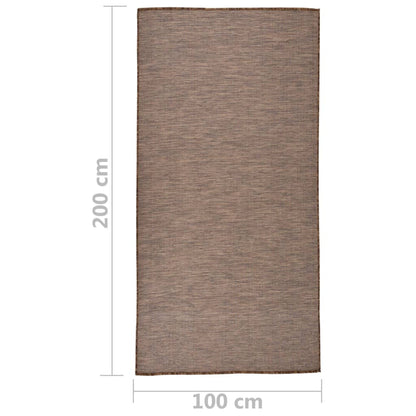 Alfombra De Exterior De Tejido Plano Marrón 100x200 Cm_5