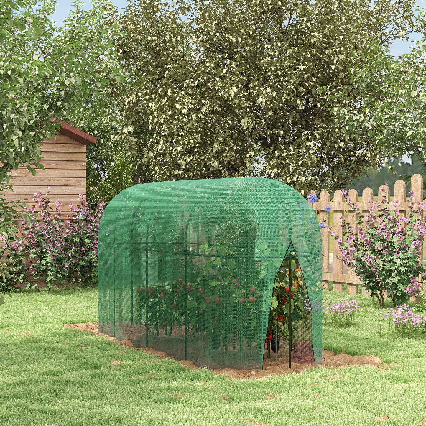 Outsunny Jaula De Cultivo Con Puerta Y Marco De Acero300x100x150 Cm Verde_1