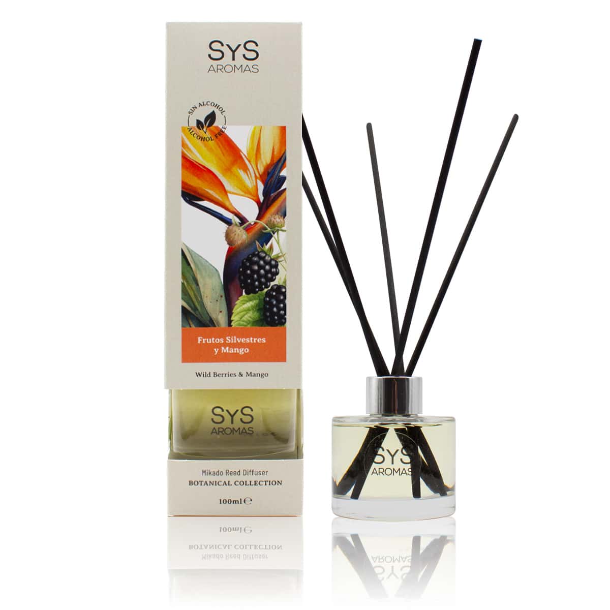 Ambientador Mikado Frutos Silvestres y Mango Botanical SYS Aromas 100 ml | Afrutado y Tropical | Sin Alcohol_1