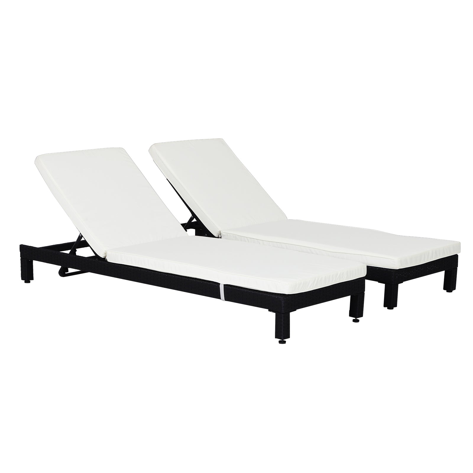 Outsunny Set De 2 Tumbonas De Ratán Chaise Longue Con Cojín Para Exterior Jardín_0