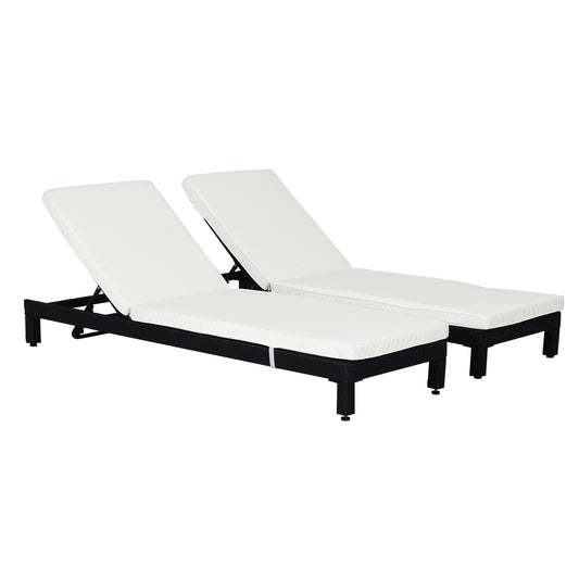 Outsunny Set De 2 Tumbonas De Ratán Chaise Longue Con Cojín Para Exterior Jardín_0