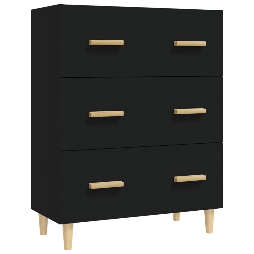 Aparador De Madera Contrachapada Negro 70x34x90 Cm / Vetonek_3