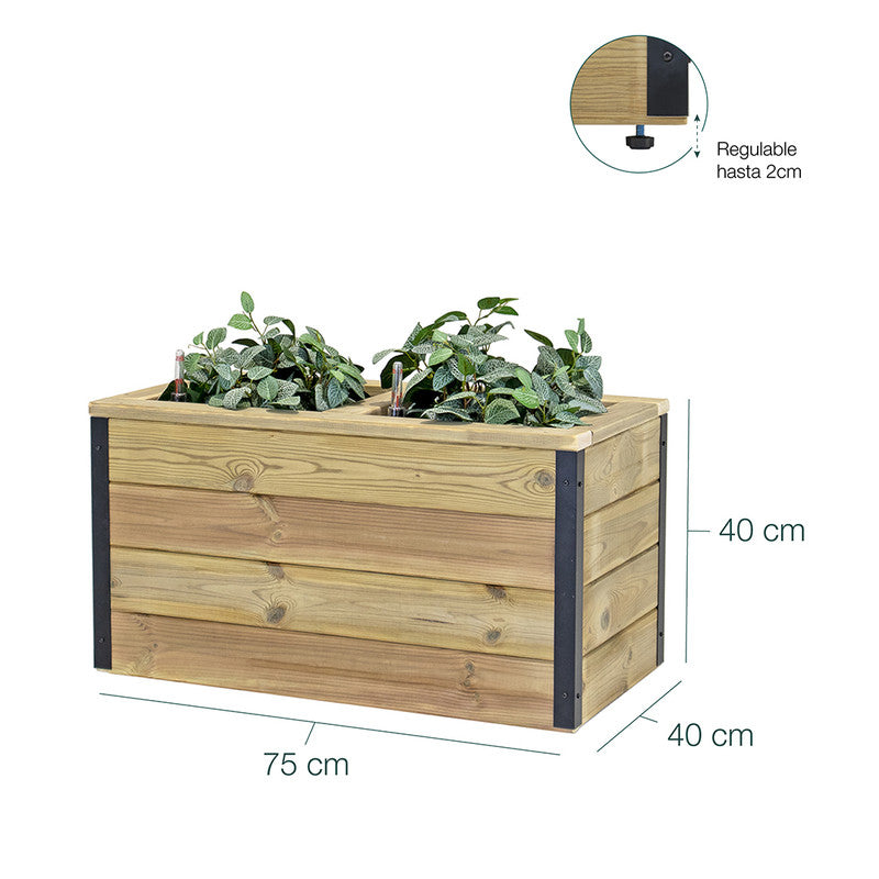 Jardinera De Madera Con Autorriego 75x40x40 Cm Nidum Hortalia_5