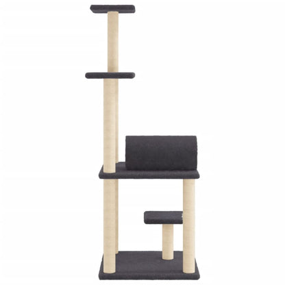 Vidaxl Rascador Para Gatos Con Postes De Sisal Gris Oscuro 136 Cm_4