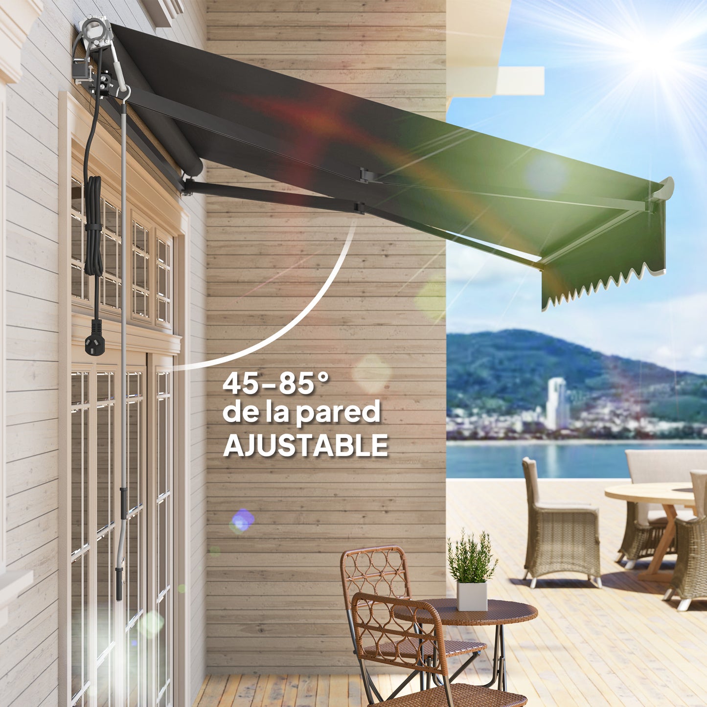 Outsunny Toldo Eléctrico Retráctil Con Mando A Distancia 3x2,5 M Gris Oscuro_5