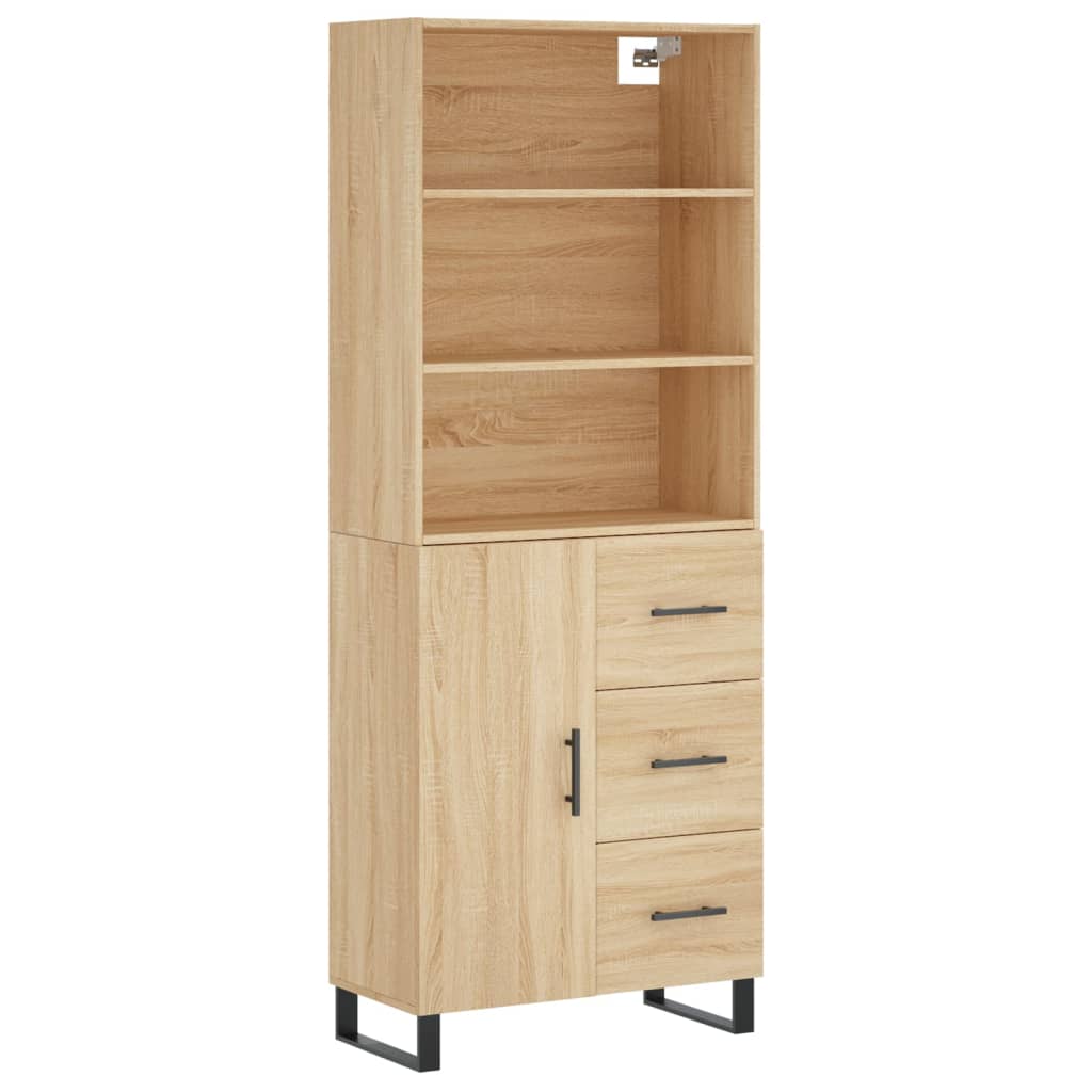 Aparador Alto Madera Contrachapada Color Roble 69,5x34x180 Cm_1