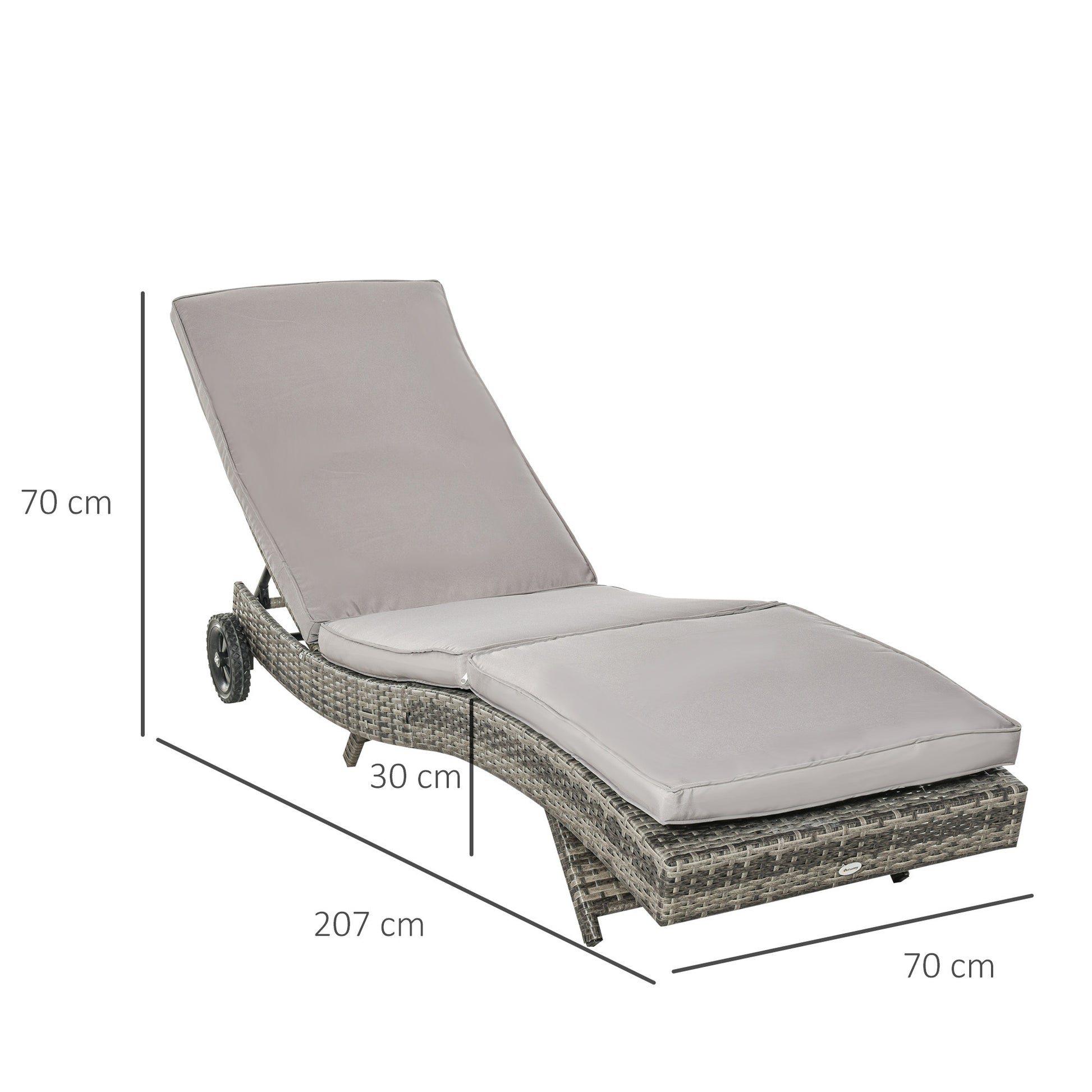 Outsunny Juego De 2 Tumbonas De Ratán Reclinable En Forma De S Con Ruedas_2
