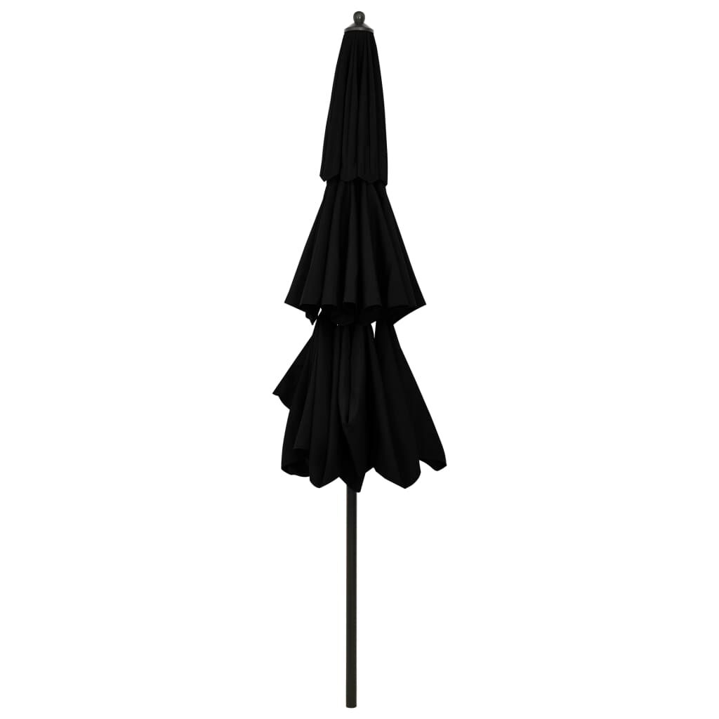 Vidaxl Sombrilla De Jardín De 3 Niveles Con Palo De Aluminio Negro 3 M_3