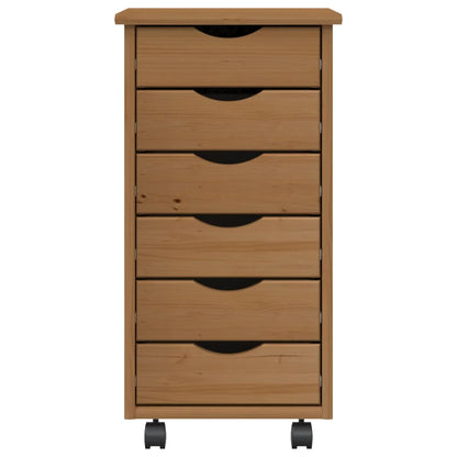 Cajonera Con Ruedas Moss Madera Maciza Pino Marrón Miel_3