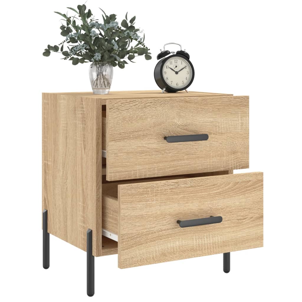 Mesita Noche 2 Uds Madera Ingeniería Roble Sonoma 40x35x47,5 Cm_2
