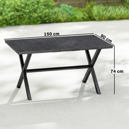 Outsunny Mesa De Comedor De Jardín Rectangular Con Encimera De Hdpe Negro_2
