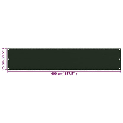 Vidaxl Toldo Para Balcón Hdpe Verde Oscuro 75x400 Cm_4