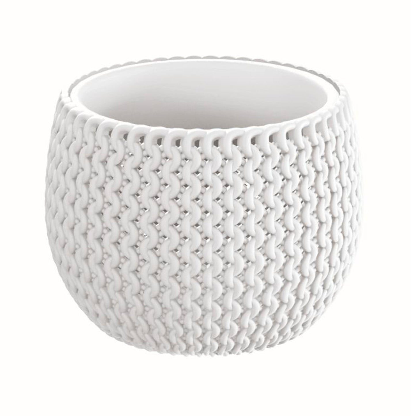 Maceta Redonda Con Deposito Splofy Bowl De Plastico En Color Blanco 47,8 (largo) X 47,8 (ancho) X 30 (altura) Cm_1