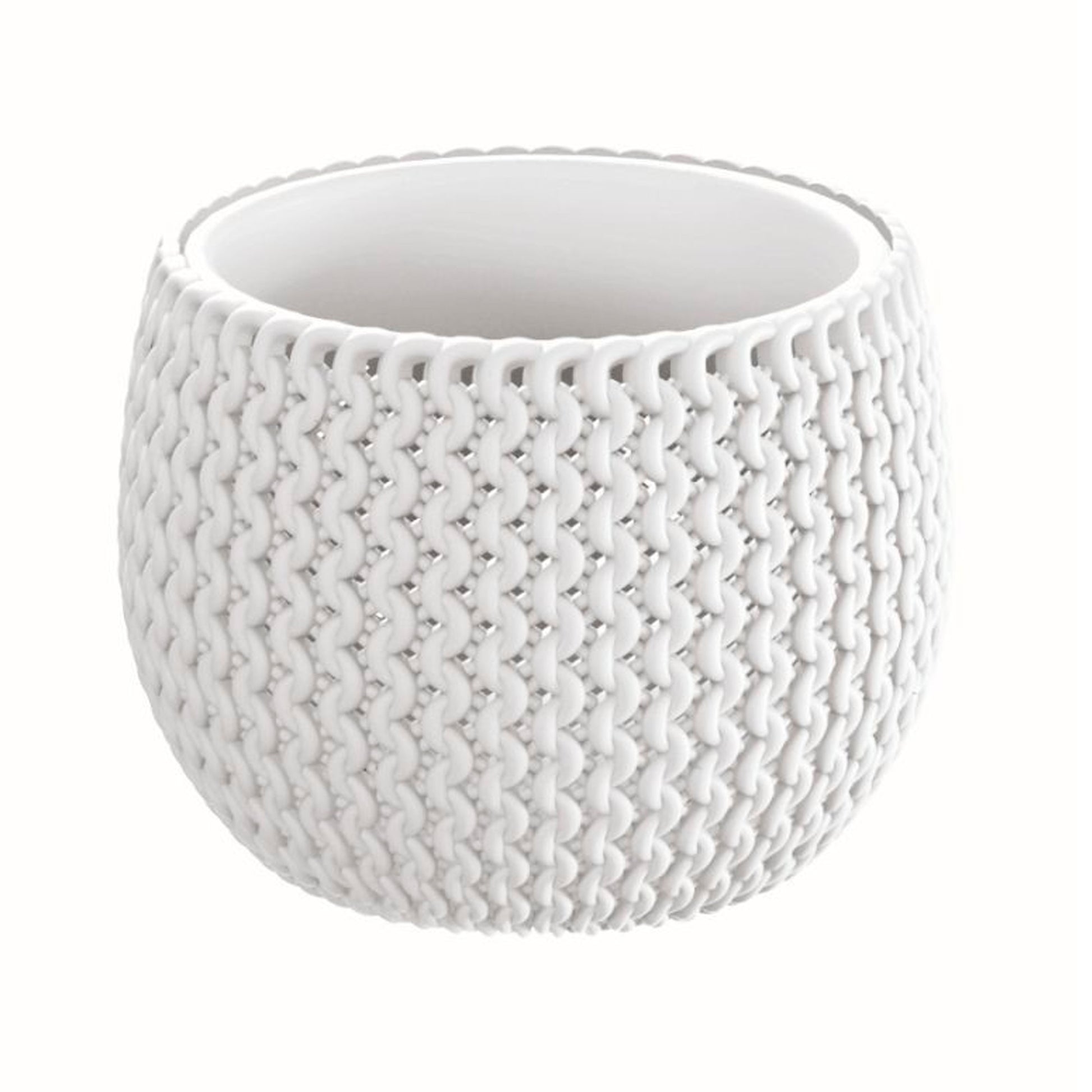 Maceta Redonda Con Deposito Splofy Bowl De Plastico En Color Blanco 47,8 (largo) X 47,8 (ancho) X 30 (altura) Cm_1