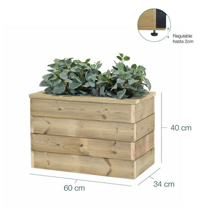 Jardinera De Madera Con Autorriego 60x34x40 Cm Nidum Basic Hortalia_5