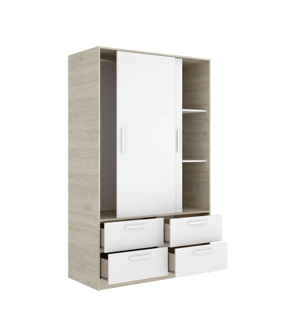 Armario Puertas Correderas Celia Acabado Blanco/natural, 204 Cm(alto)120 Cm(ancho)65 Cm(la_3