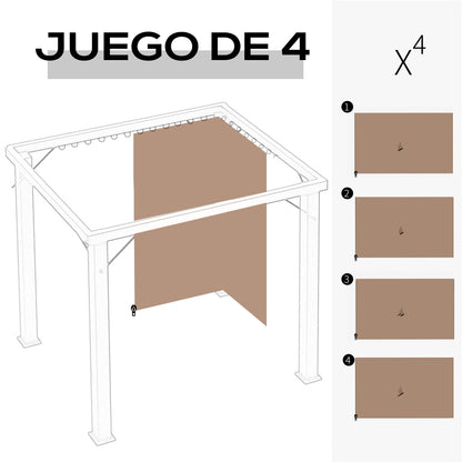 Outsunny 4 Paredes Laterales Para Cenador 3x2 M Con Ganchos Marrón_3