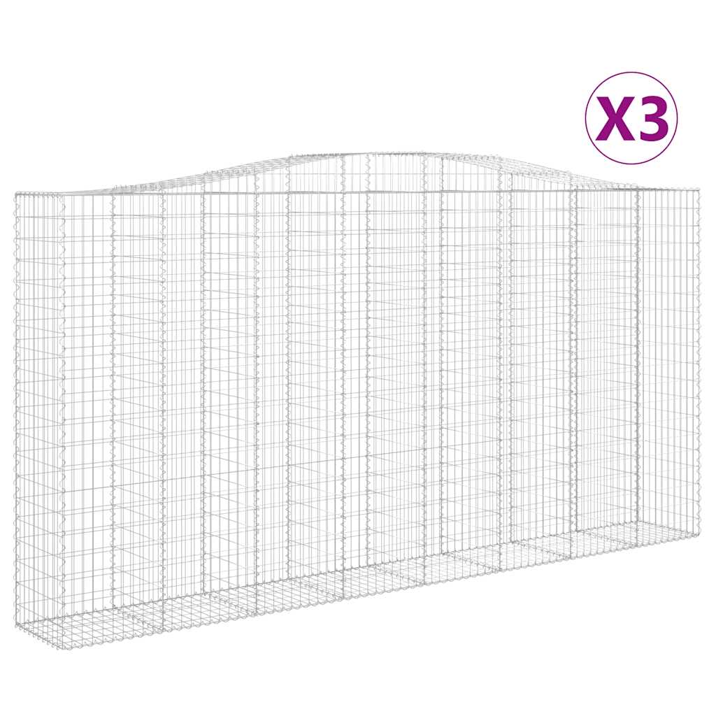 Cestas De Gaviones 3 Uds Forma De Arco Hierro 400x50x200/220 Cm_0